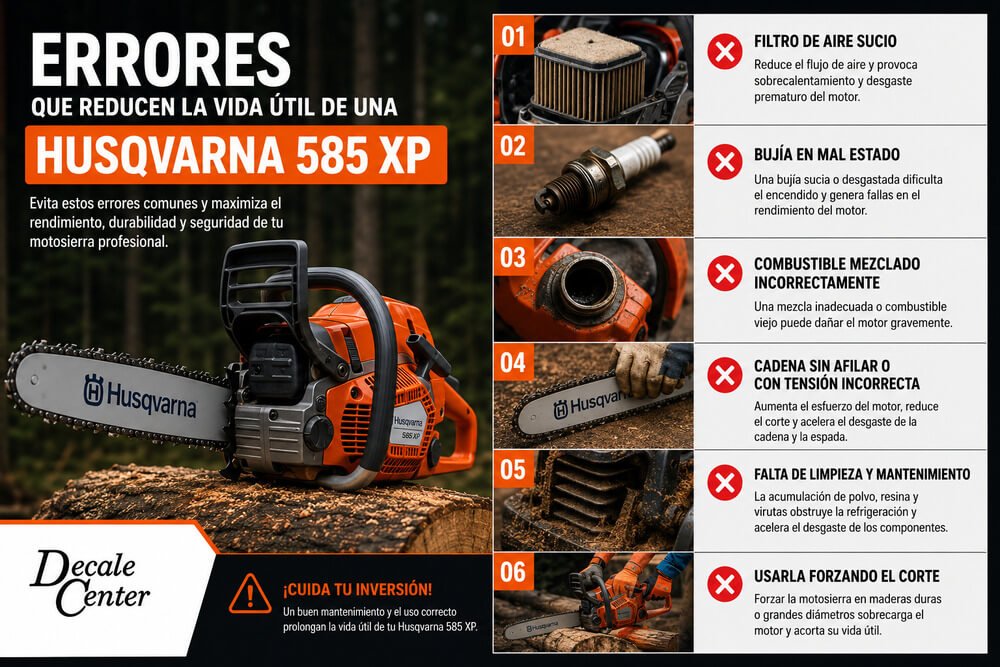 Errores que reducen la vida útil de una Husqvarna 585 XP