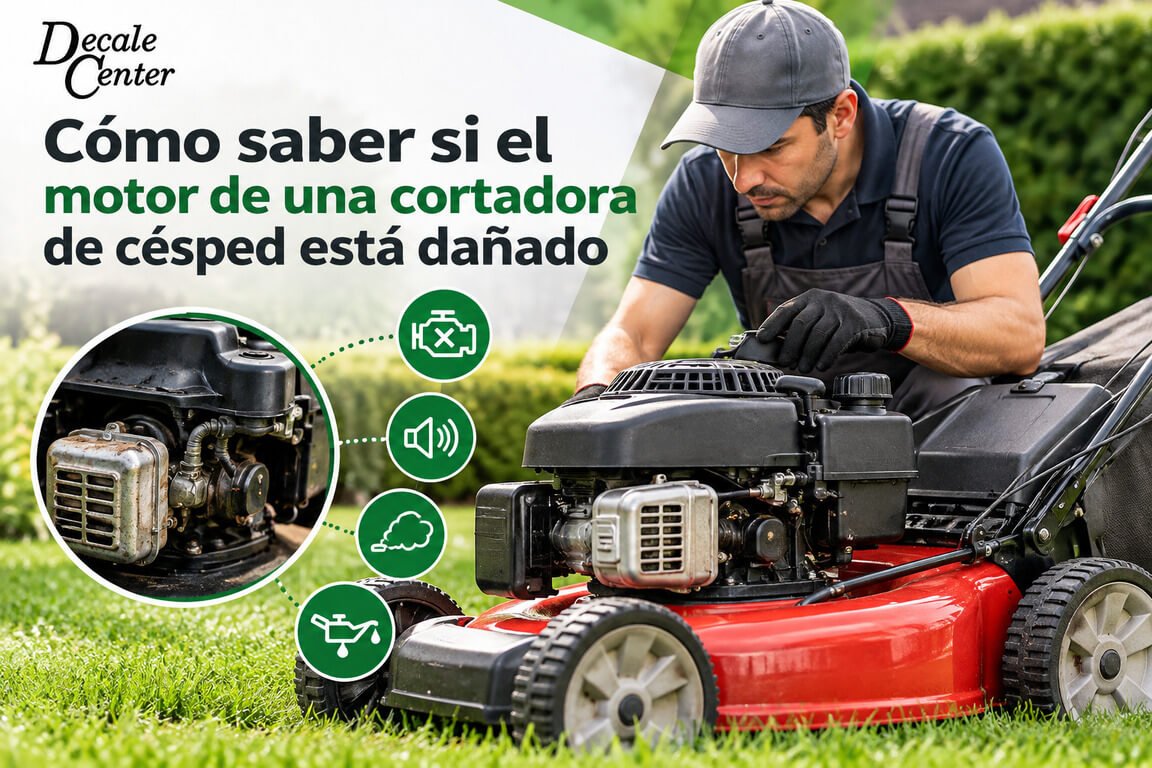 ¿Cómo saber si el motor de una cortadora de césped está dañado?