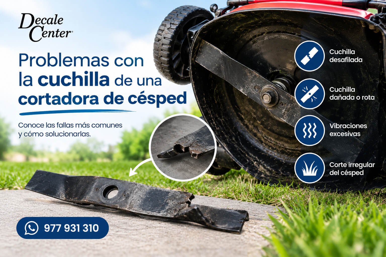 Problemas con la cuchilla de una cortadora de césped